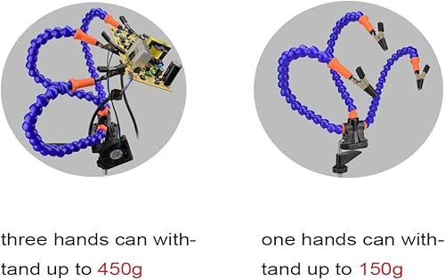 Miniatura 6 de Herramienta de tercera mano  Estación de soldadura mano  4 brazos flexibles con tornillo de banco ajustable para mesa de escritorio, soporte de