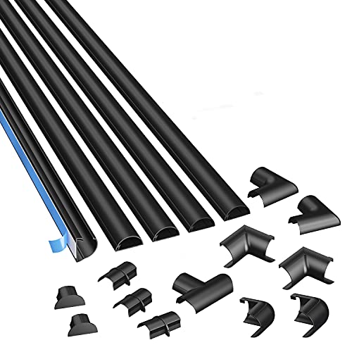 Canaleta para cables D-Line media, multipack: 4 piezas de 39 pulgadas + 1 pieza de 39 pulgadas, con accesorios (total 5 piezas), negro miniatura 1