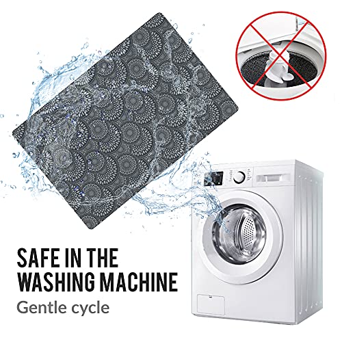 Shape28 Floor Mat Ultra-Thin Kitchen Rug With Non Slip Rubber Backing 35”X23” Grey Design 1S #TOP3