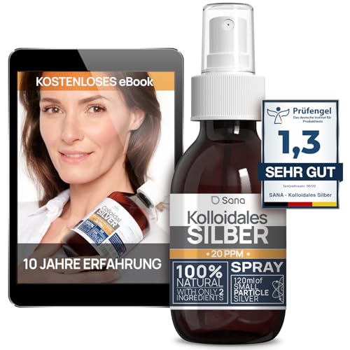 Kolloidales SilberSpray 125 ml Premium Silber Spray Für Mensch Hund & Katze Carbon Neutral 100% natürlich mit 2 Zutaten 20 PPM