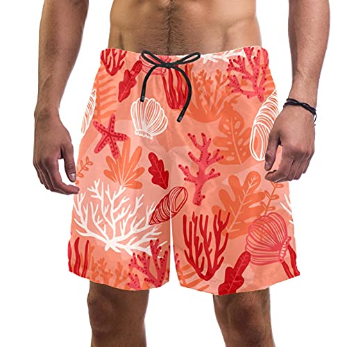 Short de bain pour homme à motif récif corallien idéal pour les vacances à la plage et le surf