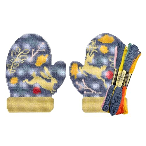 Image of Howie's Needlepoint Kits, 18CT Printed Embroidery Pattern Starter Kits, Stamped Patterns Canvas Kits(Autumn Whimsy,6.5x4.5inch)