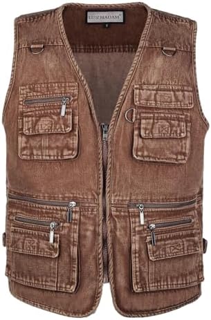 Men's Zipper Multi Pockets Casual Vest Outdoor Travel Fishing