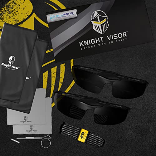 Image of BLUPOND Set of 2 HD Day and Night Driving Glasses - Polarized Sunglasses and Yellow Night Vision Glasses With Car Clip Holder