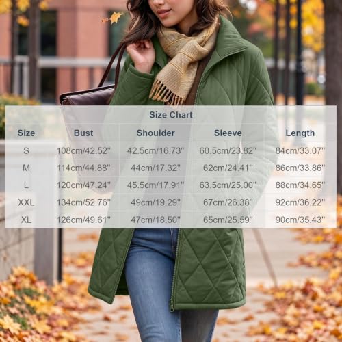 Quilted Jackets for Women Lightwight Fall Winter Mid Length Padded Coats - image 5