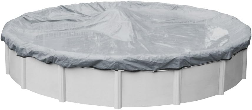 Robelle 18 ft Industrial Gray Winter Pool Cover for Above Ground Pools, 4 ft Overlap (22 ft Cover Size), Solid 14 x 12 Scrim, 4.5 oz/yd2, 20-Year Warranty, Style: 3018-4 Industrial 18-ft. Pool