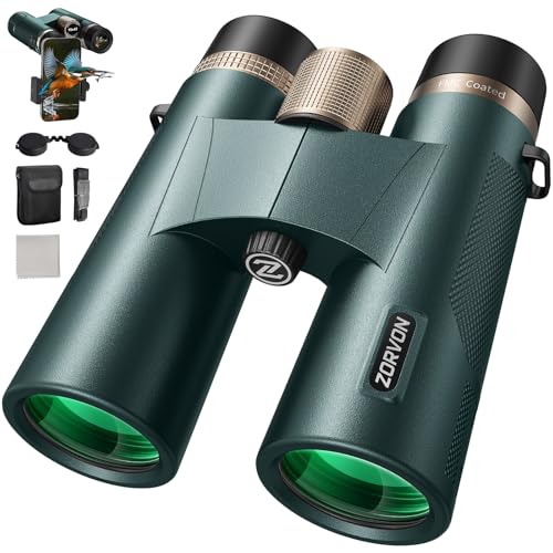 10x42 HD Binoculars for Adults, High Powered Binoculars with BAK4 Prism and Low Light Vision, Waterproof Binoculars with Large Eyepiece for Bird Watching, Hunting, Wildlife Viewing, Hiking, Travel
