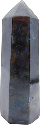 Miniatura 3 de Torre de labradorita - Varita de punto de cristal curativo con 6 obeliscos facetados, 0.15-0.3 libras para meditación colección Reiki