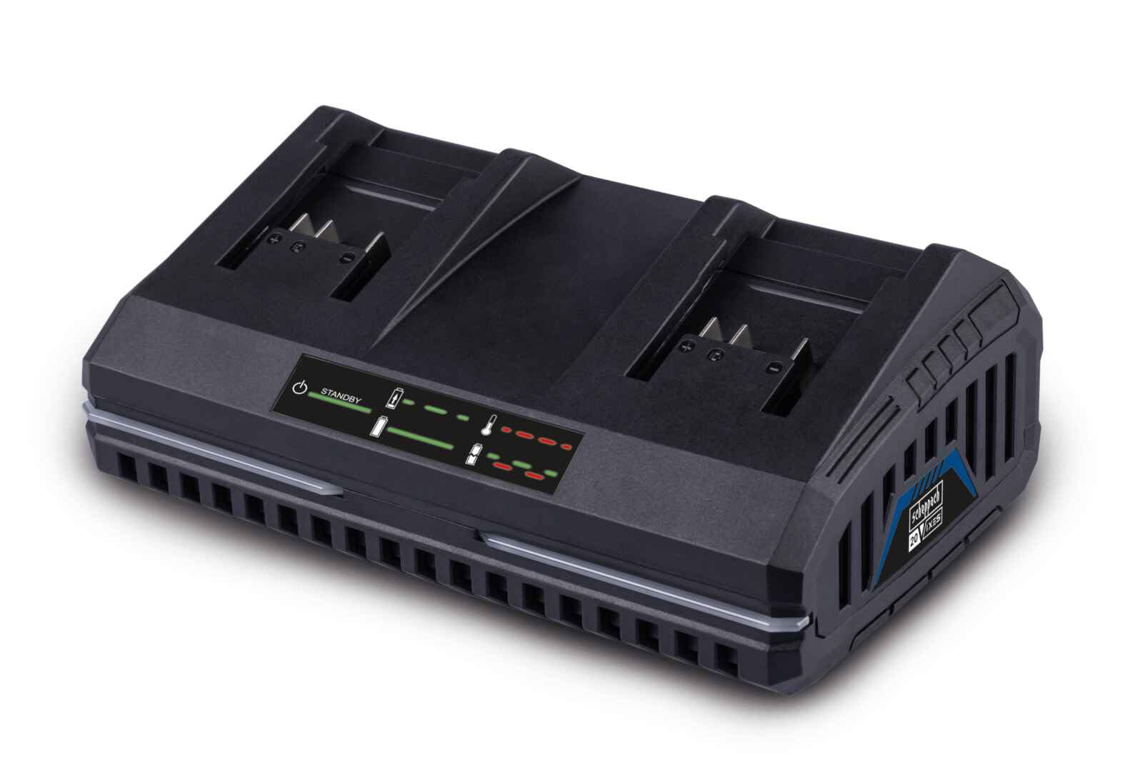 Caricabatterie doppio - SCHEPPACH - 4,5 A - SDBC4,5A - Carica contemporaneamente due batterie agli ioni di litio della gamma Scheppach 20V IXES