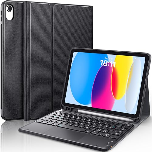 Earto for iPad A16 キーボード 11世代 2025 iPad 10世代 キーボード 10.9 タッチパッド付き JIS基準日本語配列 2台デバイスマルチペアリング ipad 11世代 ケース 脱着式 多角度調整 ペンシルホルダー付き スマート軽量 薄型ケースtype-c充電式 マグネット付き A2696/A2757/A2777対応 ブラック
