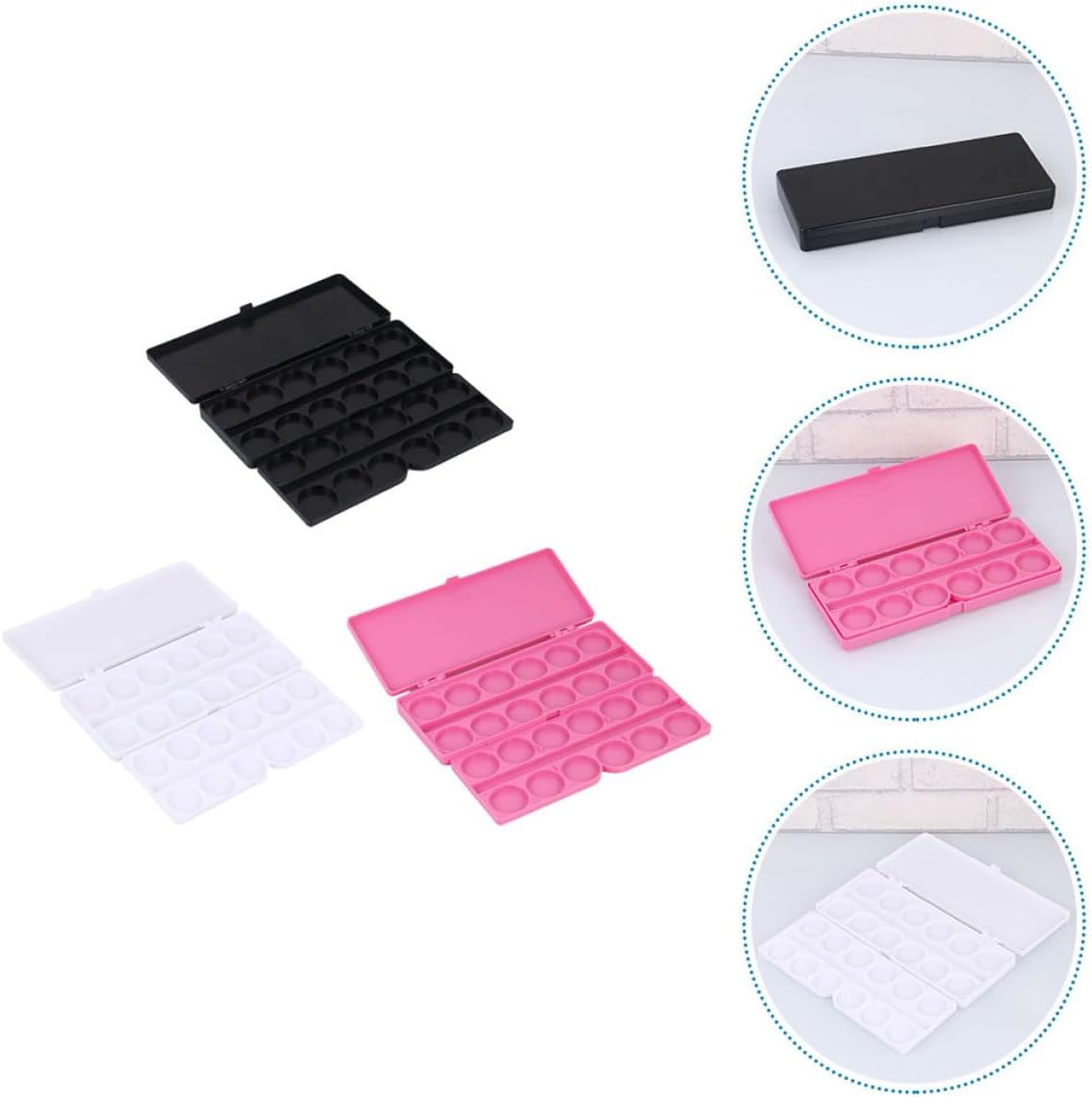 3pcs 24-Grid Nail Art Pigment Tray Case Watercolor Paint Mixing Palette Manicure Drawing Plate for Professional Artists and Hobbyists