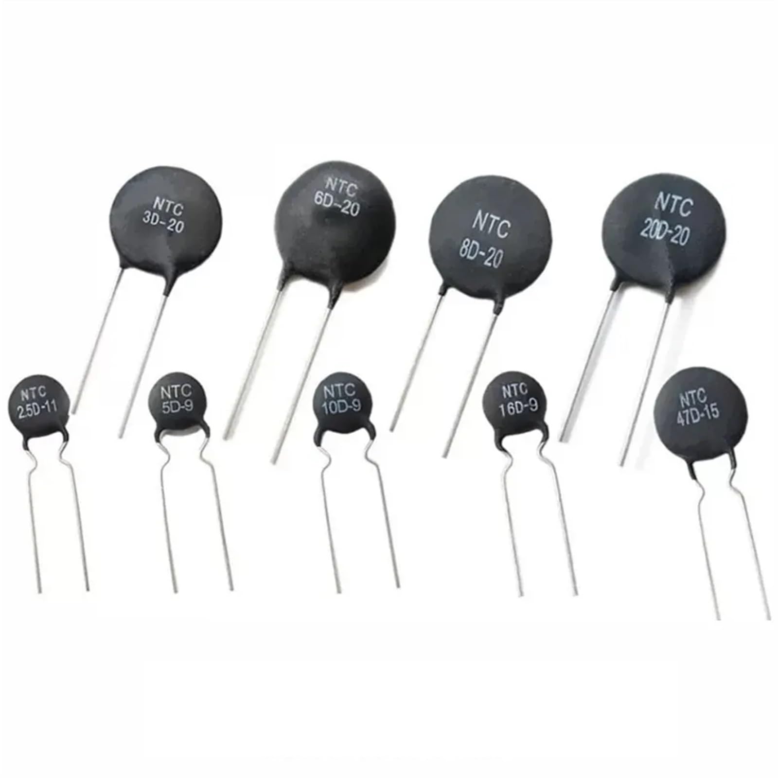 Résistance de thermistance NTC 2,5D 3D 5D 8D 10D 20D 33D 47D Coefficient de température négatif 2,5D-20 5D-9 8D-15 D-11 33D-7 47D-15 (Size : 2Pcs 2.5D-20)