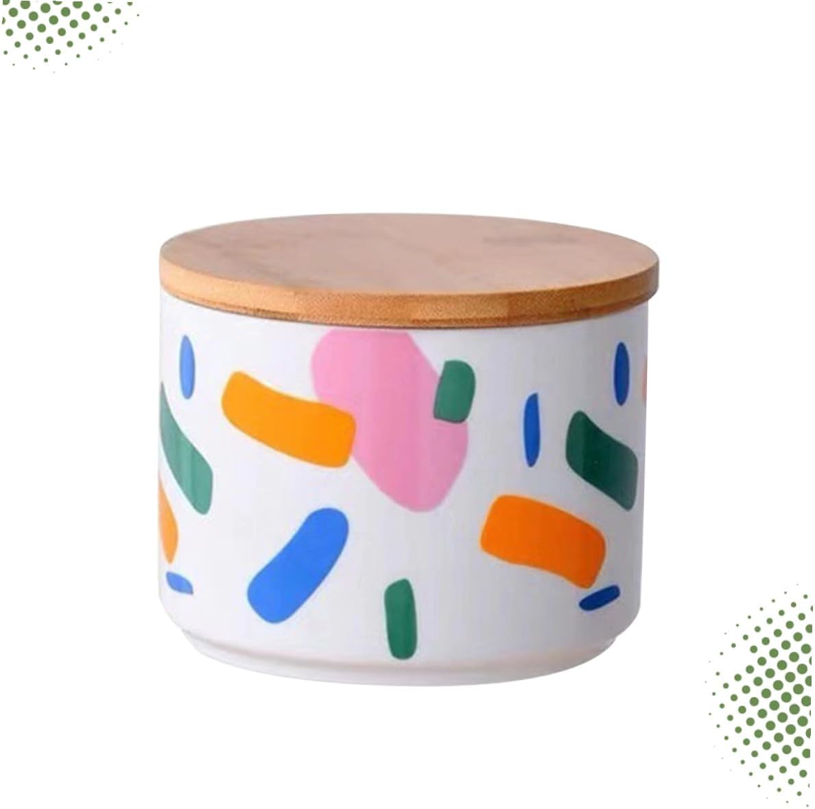 BESPORTBLE Ceramic Tea Jar and Food Storage Container with Airtight Wooden Lid, 750ml Sealed Canister for Coffee Beans, Dried Fruit, and Snacks, Kitchen Pantry Organizer