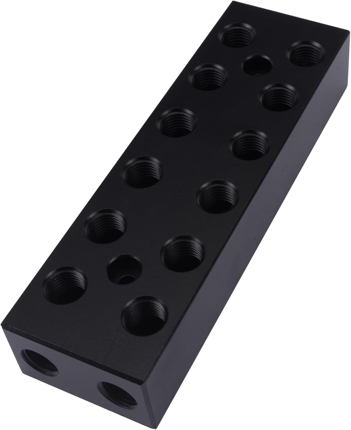 Dual-Row Air Manifold, Air Compressor Manifold, Air Inline Manifold Block Splitter, Pneumatic Distribution Block, Compatible with Air, Water, Oil,1/4" NPT Port (Dual-Row 6 Way 8 Port)