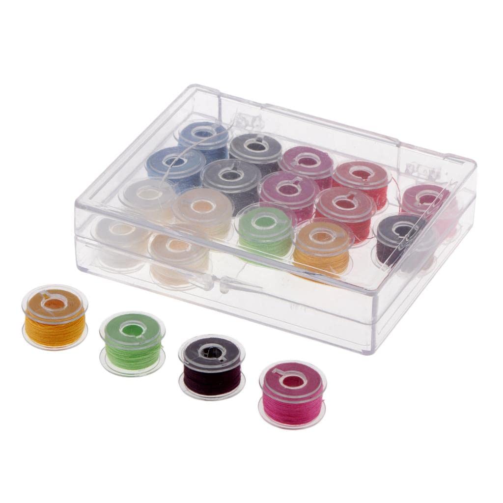 20 Pieces Transparent Sewing Machine Bobbin Plastic Spools with Threads Storage Case