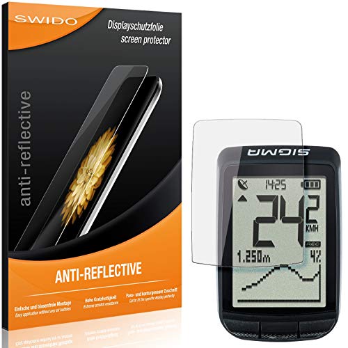SWIDO Protector de pantalla para Sigma Pure GPS [2 unidades] antirreflectante mate, alto grado de dureza, protección contra arañazos/lámina, protector de pantalla, lámina de cristal blindado