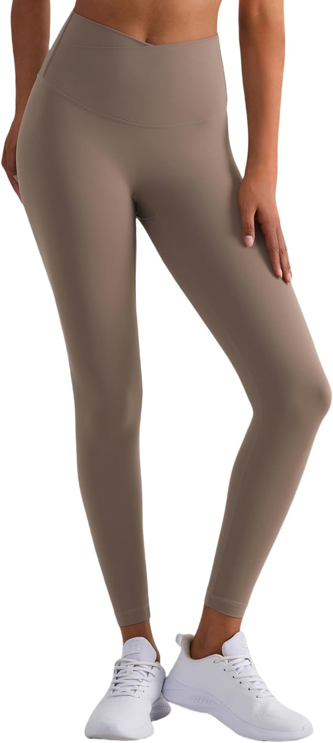 V-Cross Waist Yoga Leggings for Women,High-Waisted Tummy Control,Crossover Design,Asymmetrical Waist Yoga Pants