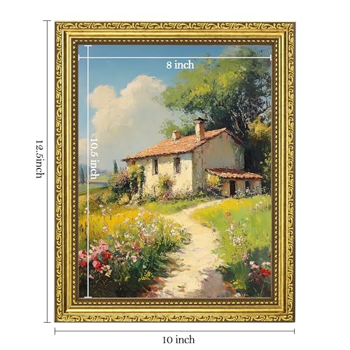 Image of eletecpro 8.5x11 Vintage Picture Frame, Glass Cover, Gold, 2-Pack | Display Photo 8.5x11, Horizontal or Vertical, Tabletop or Wall Decor