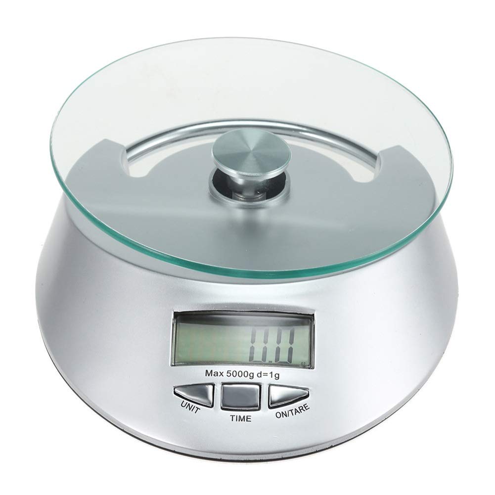 HPTHLY Digital Kitchen Food Scale,LCD Cooking Scale,Peeling Function,Clock Function,High-Precision Household Scale 5KG/1g
