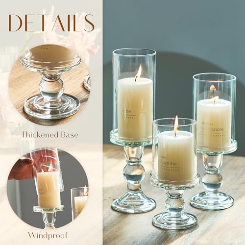 Willceka HC000 Hurricane Candle Holder, Glass Pillar Candle Holder, Glass Taper Candlestick Candle Holder, 3 Pcs  thumb #1