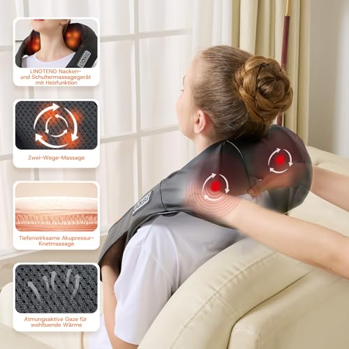 LAOBEN Massagegerät von tiefem Gewebe Shiatsu Nackenmassagegerät mit Thermostatfunktion Elektrisch Massagegeräte für Nacken Schulter Rücken Muskel Schmerzlinderung zu Hause Büro und Auto 5