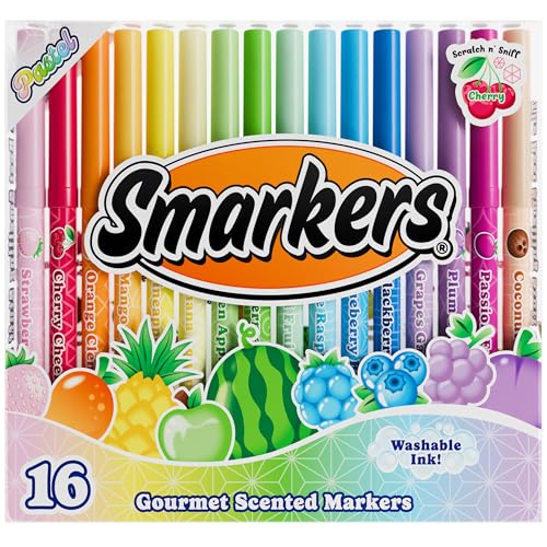 Pastel Smarkers - Washable Patented Gourmet Scented Pastel Markers Assorted Colors Standard Point Felt Tip 16 Count
