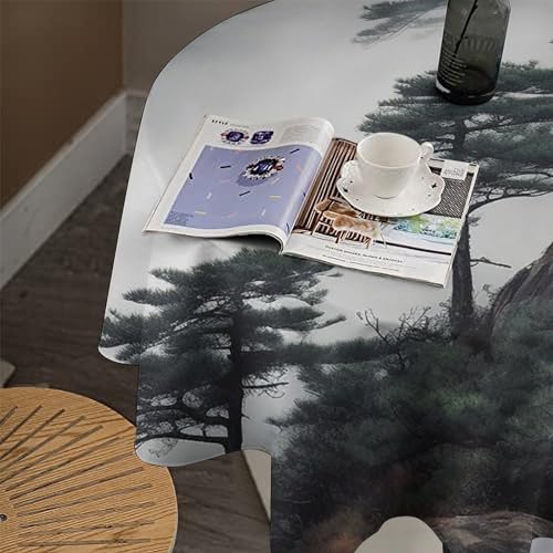 Nappe de table ronde imperméable 152 cm vert pin brumeux lavable - 8