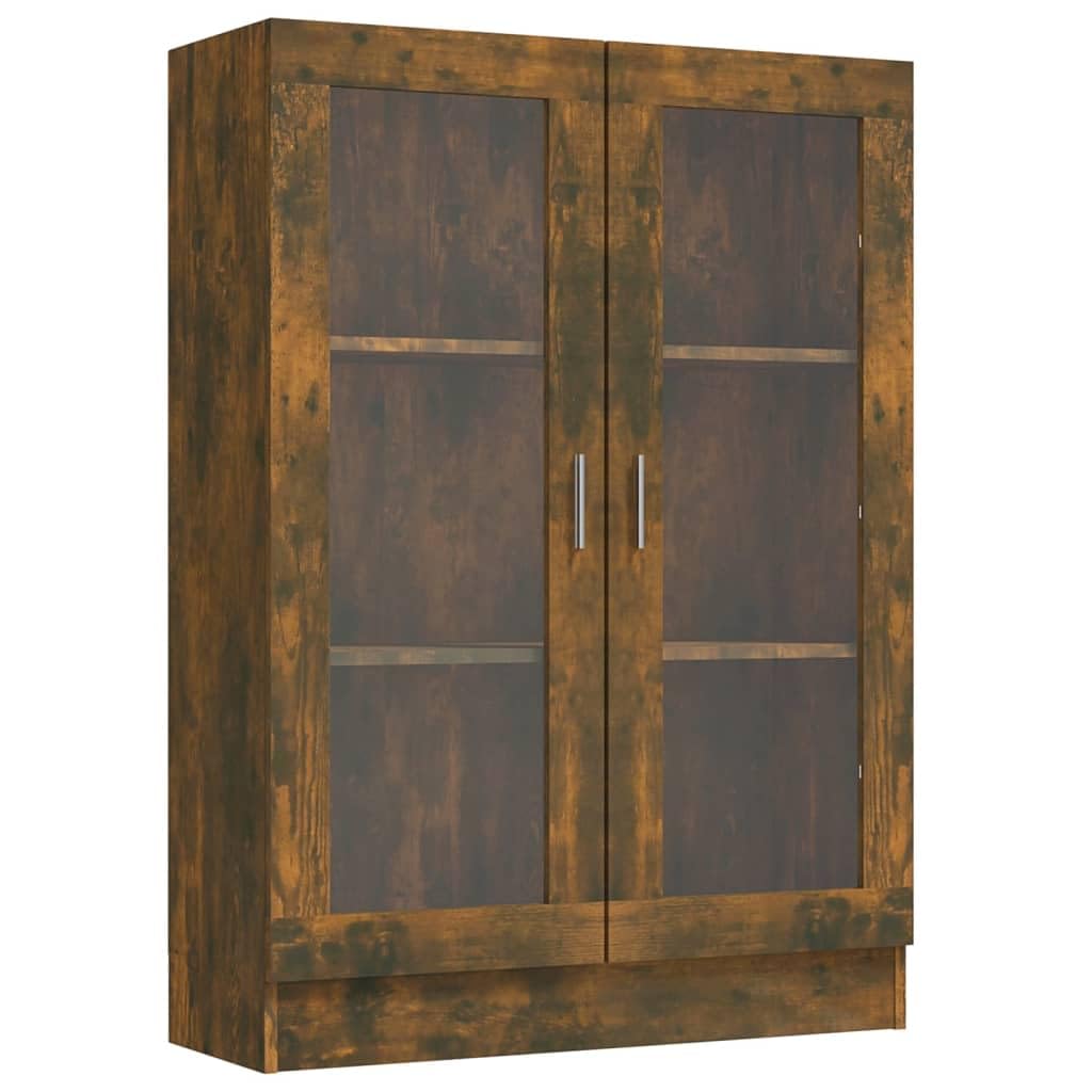 vidaXL Vitrine Cabinet Smoked Oak 82,5x30,5x115 cm Engineered Wood