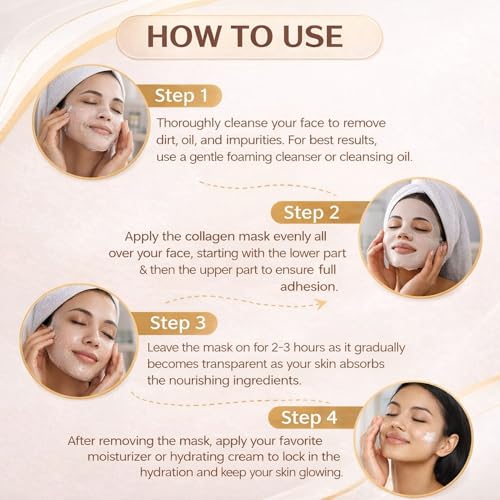Image of KATHTHAI Bio-Collagen Real Deep Hydrating Overnight Face Mask, Korean Face Mask for Pigmentation Hydrogel Mask, Pore Minimizing, Elasticity Improvement, 34g (Pack Of 3)