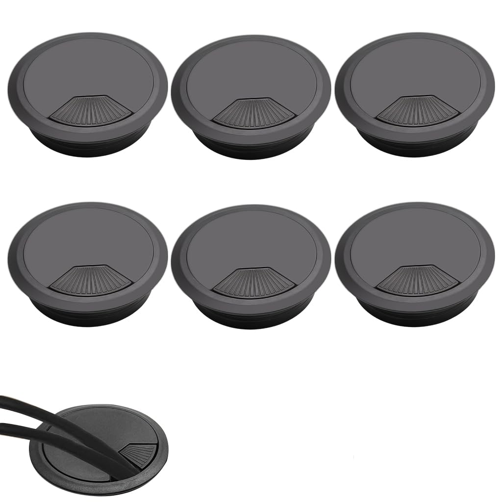 Serplex® 6Pcs 2 Inch Round Desk Grommets Flip-Top Cable Organizer for Office & Home, ABS Decorative Multi Cable Management Grommet Covers for Power Cords, Computer Wires, Dust Protection-image-13