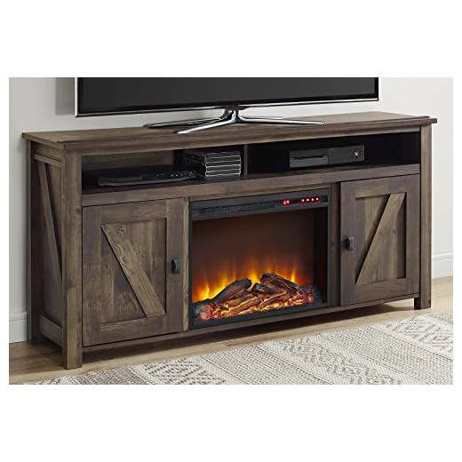 Ameriwood Home Farmington Electric Fireplace TV Console for TVs up to 60", Rustic