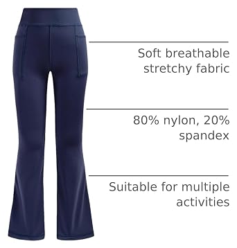 DIPUG Girls Flare Leggings with Pockets High Waisted Bootcut Yoga Dance Legging 4T-13Y