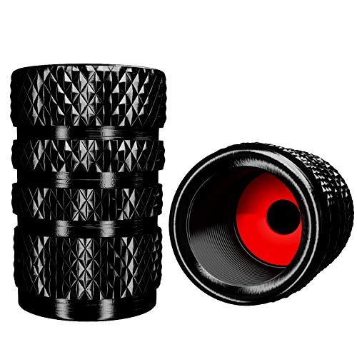 image for SAMIKIVA (12 Pack) Aluminum Tire Valve Stem Caps, Metal with Rubber Ri