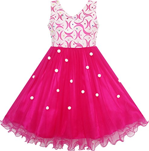 Sunny Fashion Flower Girls Dress Lace Pearl Flowers Pageant Wedding Tulle