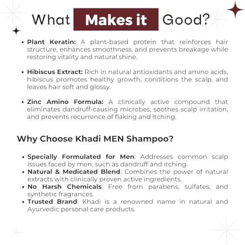 Image of Khadi MEN 2-in-1 Shampoo + Conditioner Anti-Dandruff | Plant Keratin, Hibiscus Extract & Zinc Amino Formula | Deep Cleanse, Strengthen & Soothe Scalp | Sulfate-Free | For Men By AMRITANSH | 420 ML
