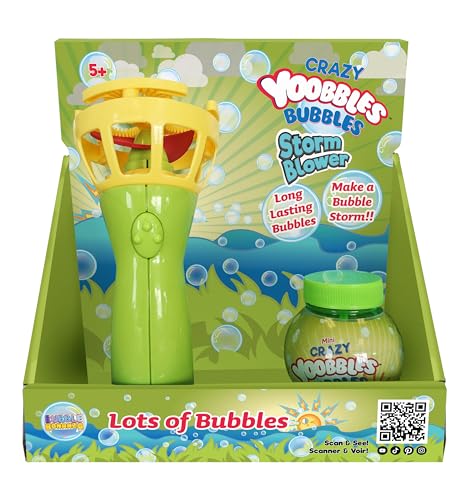 Crazy Yoobbles Bubbles Storm Blower, Bubble Machine, Bubble Blower for Kids. Includes Bubble Gun & 3.5oz Bottle Premium Bubble Solution, Toys for Kids 5 to 9. Outdoor Fun