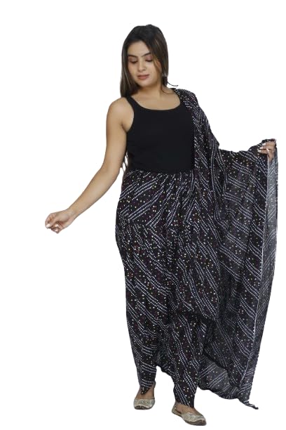 KHEEAA Fashion's Womens Cotton Printed Patiala Salwar with Matching Dupatta (Free Size) (BANDHANI)-picture-12