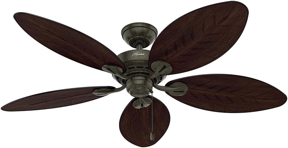 Limited Stock Hunter Bayview Indoor / Outdoor Ceiling Fan with Pull Chain Control, 54, Provencal Gold