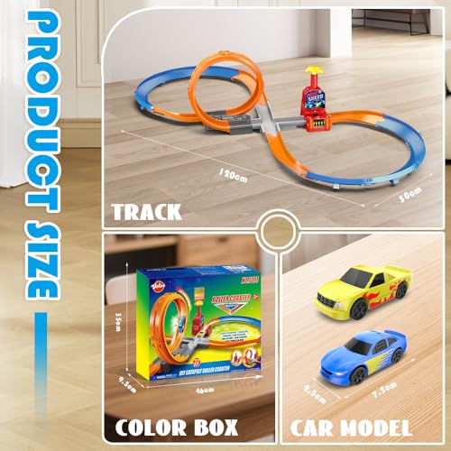 Circuit de course de voitures miniatures avec catapulte DIY et looping pour garçons