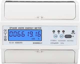 Hilitand DTS6619-016 Power Meter, 3 Phase Energy Meter 380V 7P Digital Voltmeter Ammeter Din Rail Voltage Volt Amp Watt Kwh Current Power Consumption Counter