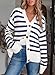 EVALESS Womens Striped Cardigan Sweaters Fashion 2025 Fall Long Sleeve V Neck Lightweight Cardigans Open Front Button Down Knit Sweater Tops Blue Stripe Medium