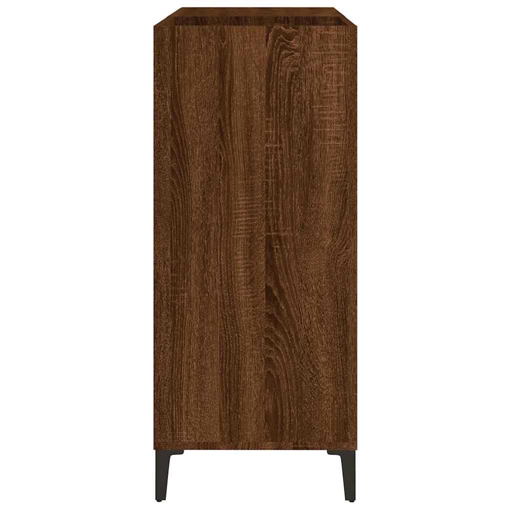 Armadietto per dischi in legno marrone effetto rovere, 84,5 x 38 x 89 cm, con gambe in metallo, spazioso armadio LP per dischi in vinile, piano superiore stabile per giradischi, anche