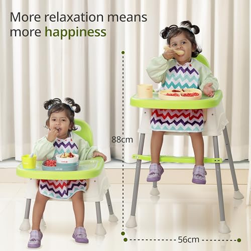 Image of LuvLap 4 in 1 Convertible Baby High Chair with footrest, Convertible to High Chair, Low Chair, & Booster Seat, Essential for Baby Feeding (Green) (Pack of 2)
