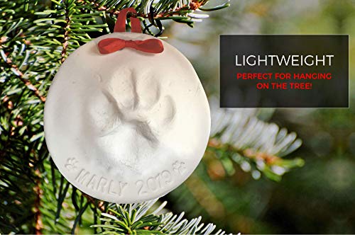 ultimate pawprint keepsake kit makes 2 - paw print christmas ornament w bonus personalization tool amp display stands for dogs cats amp pets non-toxic clay air-dries soft light amp uncrackable