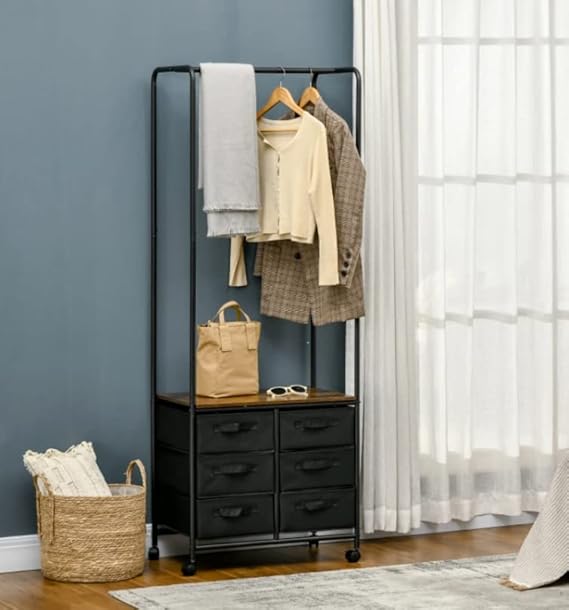 Metal Open Wardrobe Vintage Industrial Style Tall Storage Cabinet Large ...