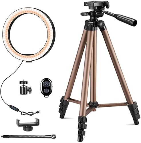 SHUAN Anillo de luz con anillo de trípode lámpara de anillo LED para fotografía de selfie trípode de 512in para soporte de teléfono kit de