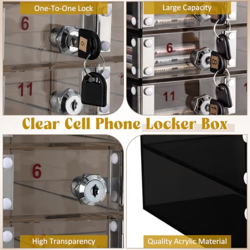 Image of Layhit 30 Slots Cell Phone Locker Box for Classroom Black Acrylic Cell Phone Storage Cabinet Bin with Door Locks for Classroom School Students Office Factory Employees