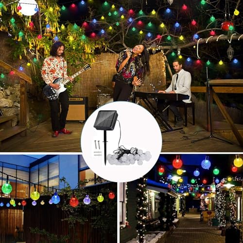 Lezonic Solar Lichterkette Ausen,50 LED 7M lichterkette außen wetterfest mit 8 Modi für Garten,Terrasse,Party (Mehrfarbig)