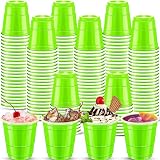cssopenss 120 pcs Fluorescent Green Plastic Shot Glasses 2 oz green shot cups st. patrick's day shot glasses disposable for drinking Tastings served Snacks Jello Tastings and Samples