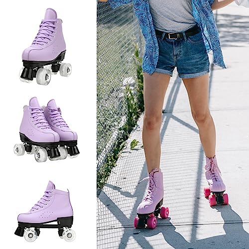 Risup USDYFYX588310 Roller Skates For Women And Men Cowhide High Top Shoes Classic Double Row Roller Skates Four Wheel Roller Skates thumb #3